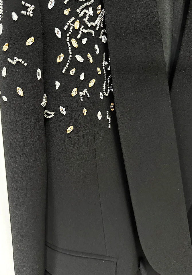 Crystal Embellished Suit Black