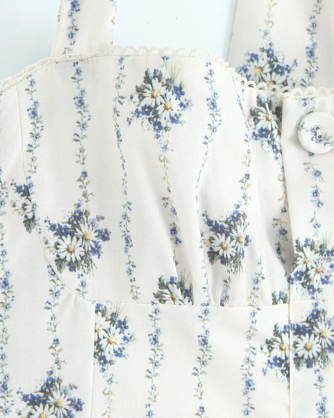 Halter Button A Line Midi Dress Floral