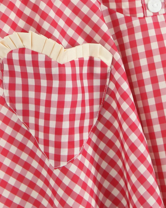 Halter Gingham Skater Dress Red