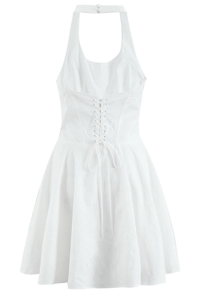 Halter Corset A Line Dress White