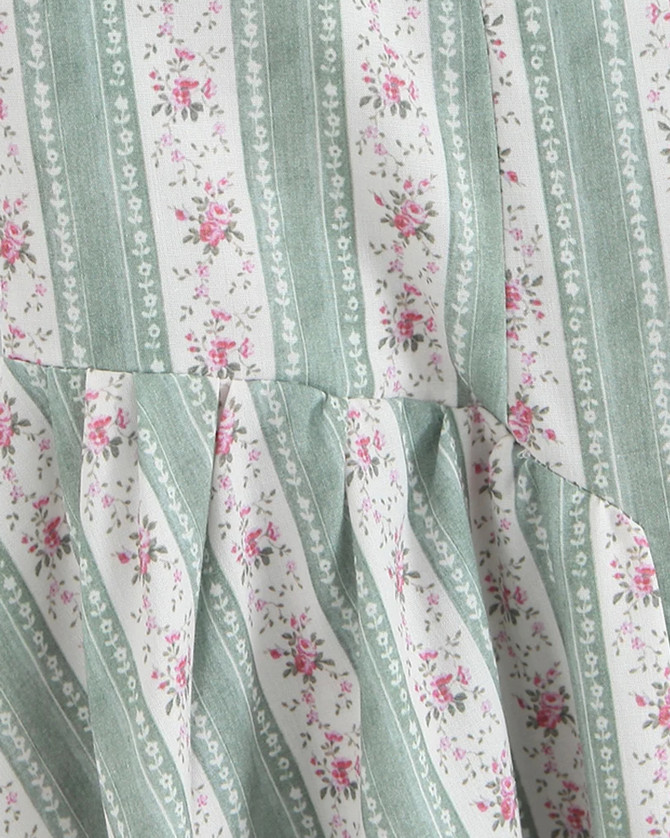 Floral Bustier A Line Midi Dress Green