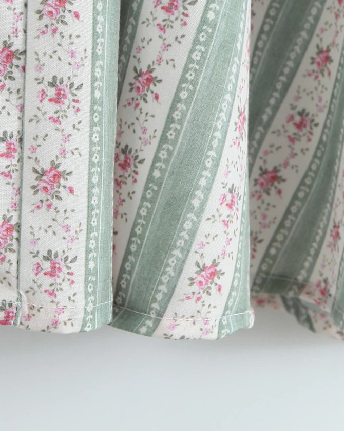 Floral Bustier A Line Midi Dress Green