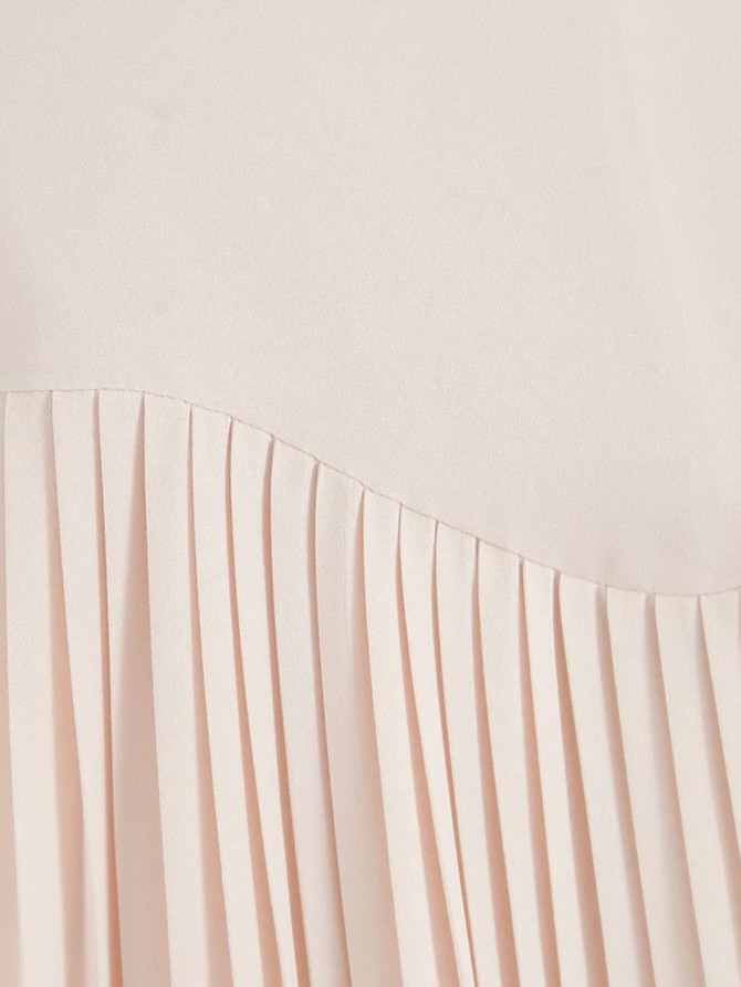 Strapless Bustier Pleated A Line Maxi Dress Blush Pink