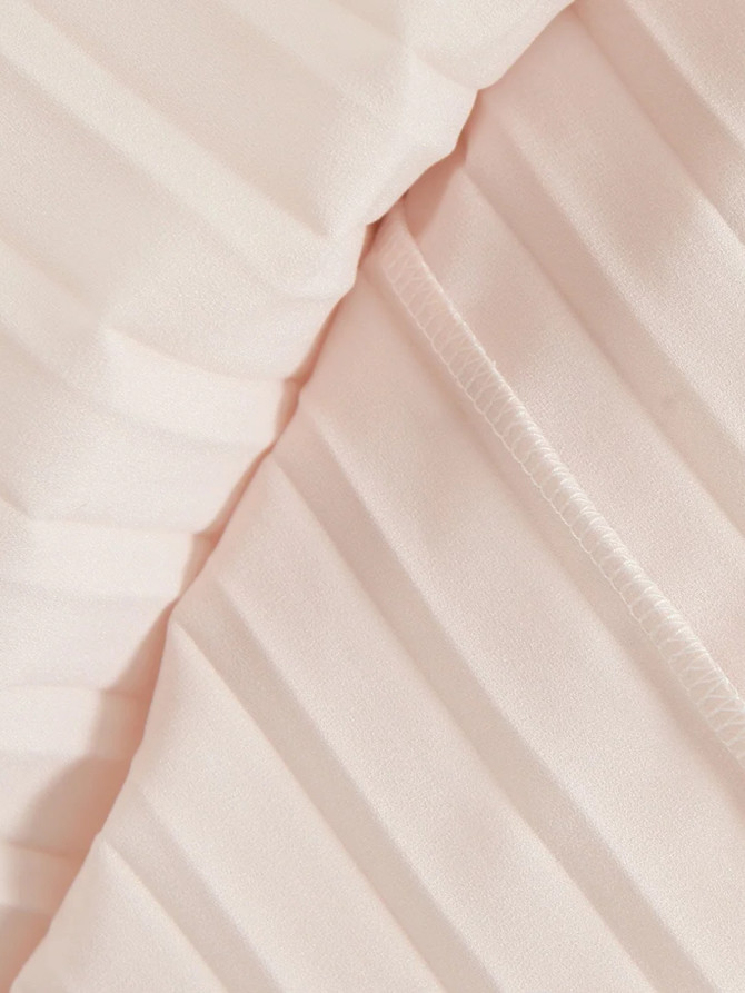 Strapless Bustier Pleated A Line Maxi Dress Blush Pink