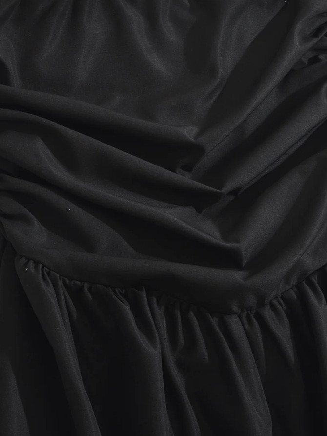 Strapless Corset Puff Maxi Dress Black