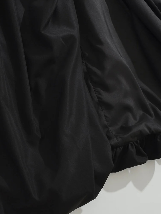 Strapless Corset Puff Maxi Dress Black