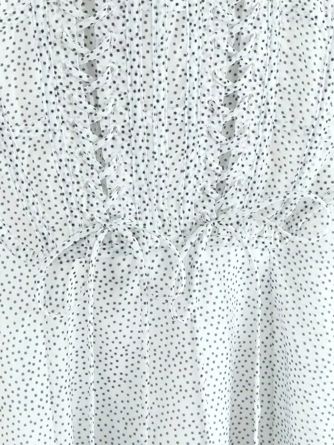 Polka Dot Corset A Line Dress Black White
