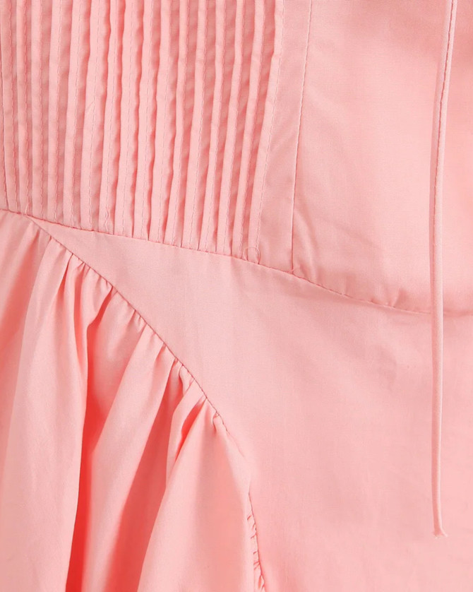 Halter Bustier A Line Midi Dress Pink