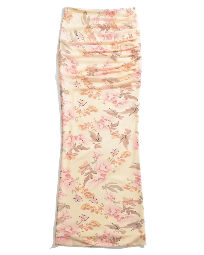 Strapless Floral Two Piece Maxi Dress Apricot