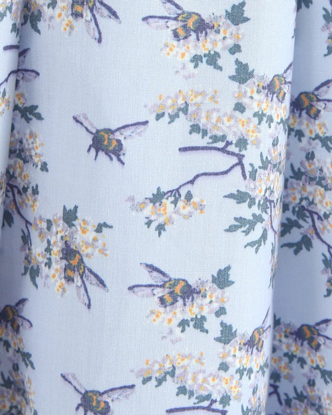 Floral A Line Corset Midi Dress Blue