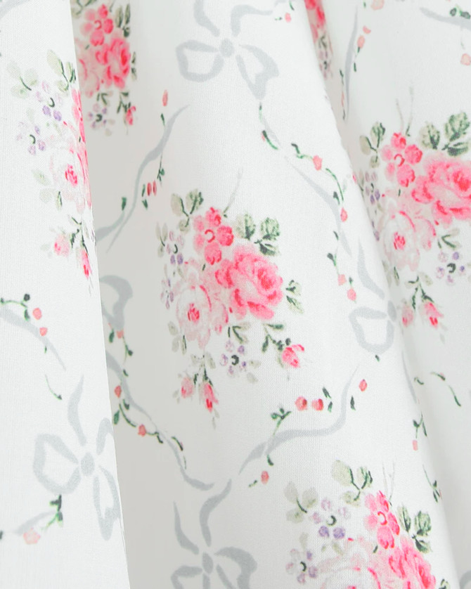 Floral Crochet Trim Button A Line Dress White