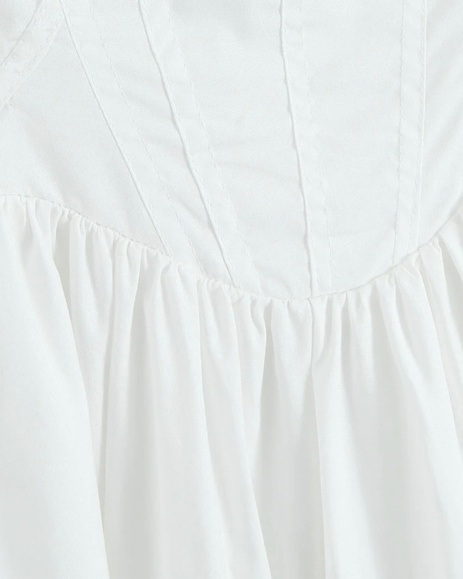 Lace Insert Corset A Line Dress White