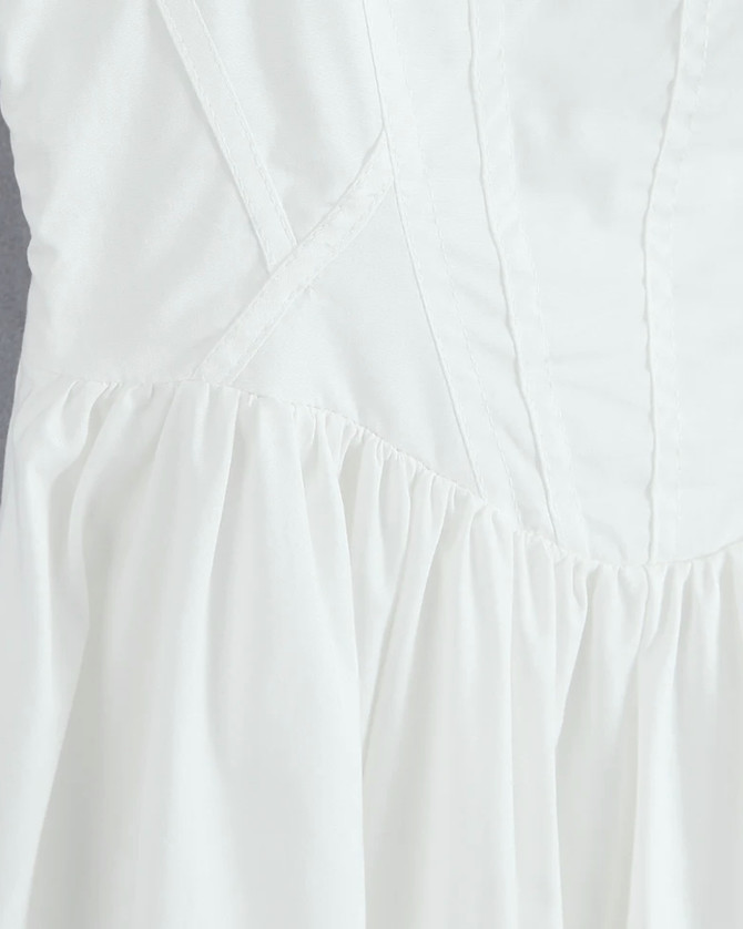 Lace Insert Corset Skater Dress White