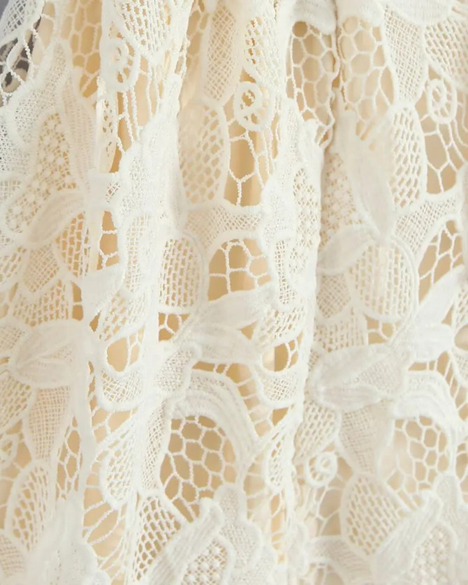 Floral Crochet A Line Dress Ivory