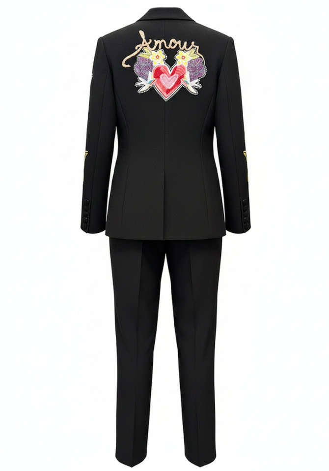 Embroidered Suit Black