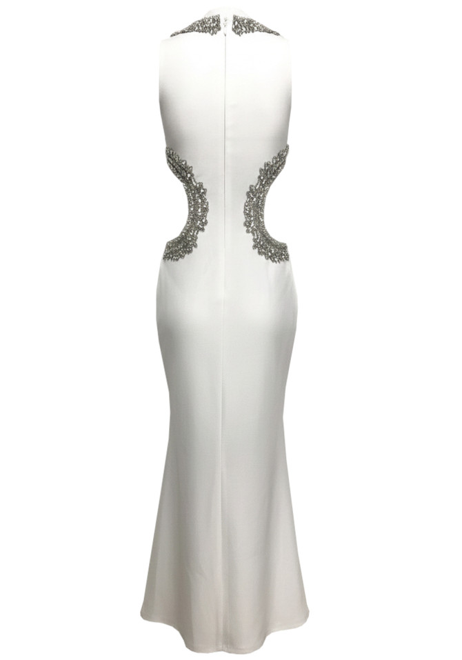 Crystal Cut Out Detail Maxi Dress White