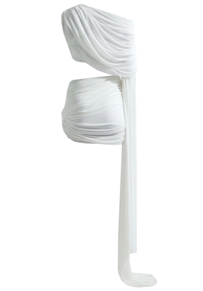 Draped Two Piece Dress White - Luxe Two Piece Dresses and Luxe