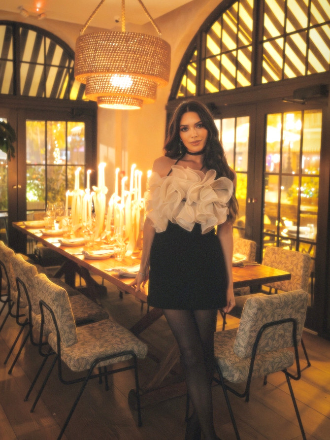 Halter Ruffle Dress Black Ivory