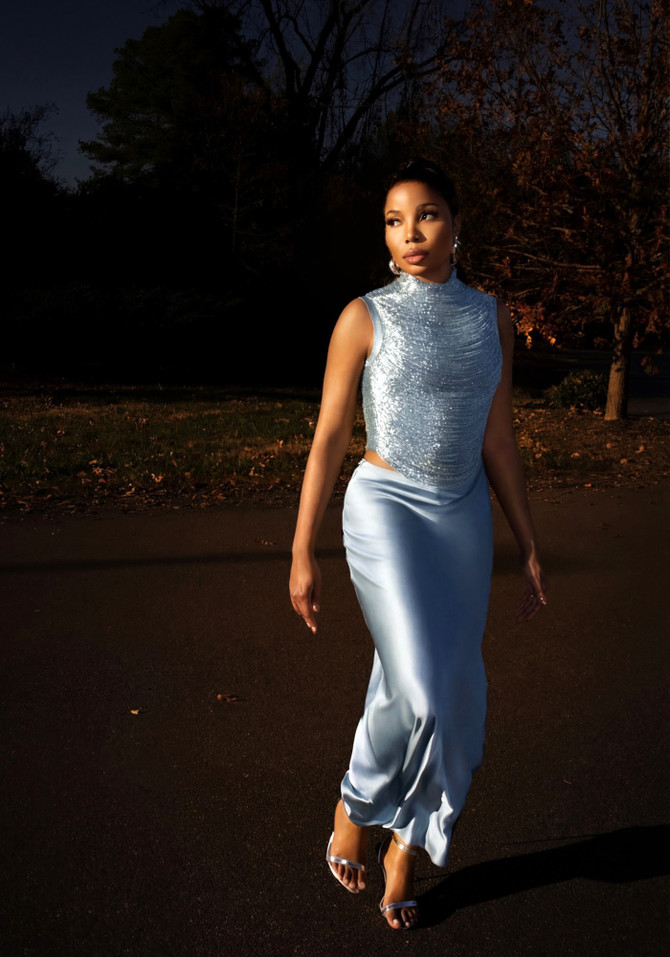 Tassel Detail Two Piece Maxi Dress Light Blue