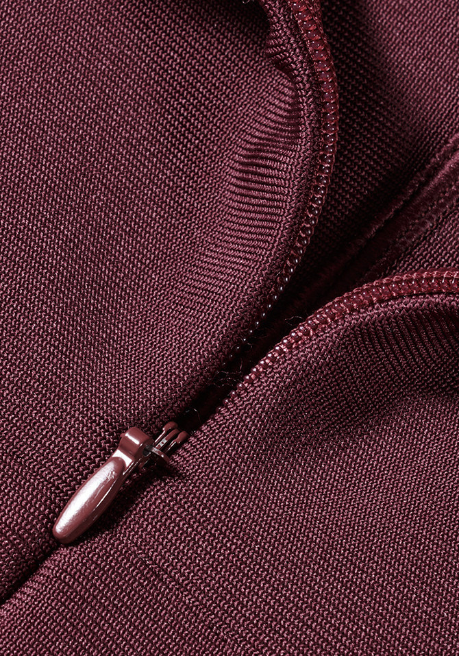 Floral Bardot Midi Dress Burgundy