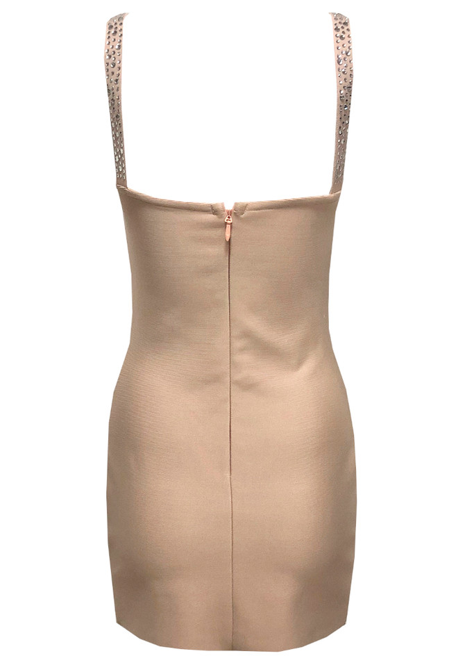 Crystal Bow Detail Dress Nude