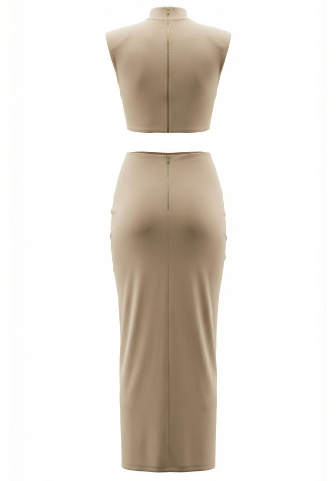 Draped Cut Out Maxi Dress Nude
