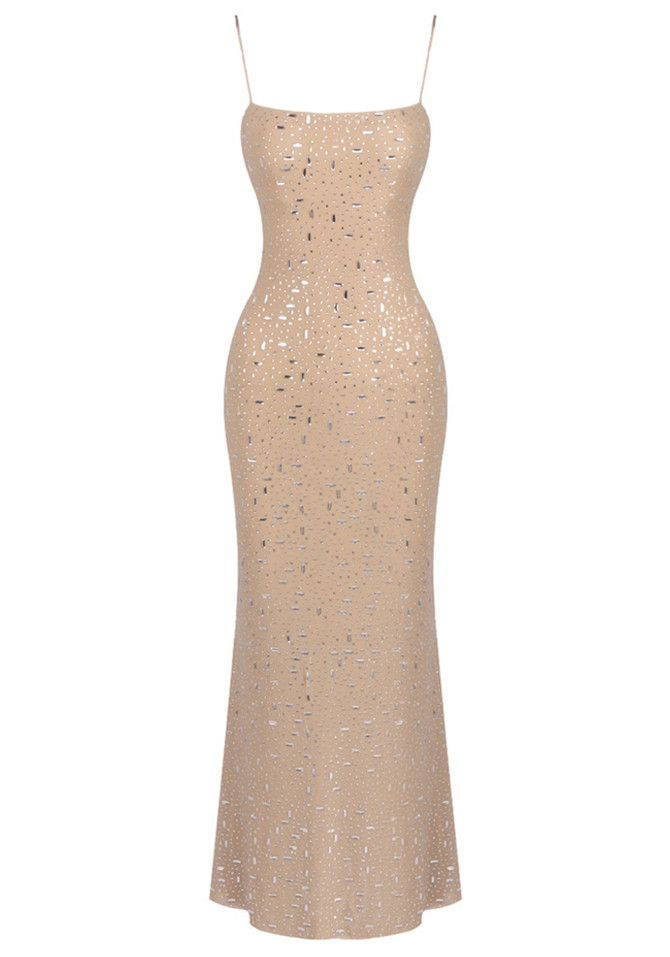 Embellished Maxi Dress Nude