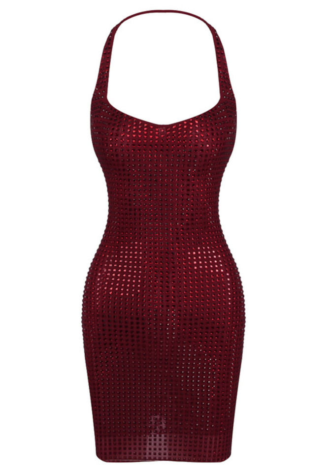 Halter Sparkly Dress Red