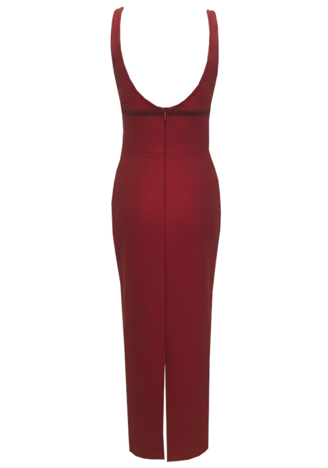 Embellished Backless Maxi Dress Burgundy