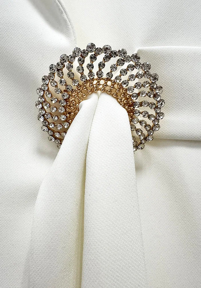 Crystal Belt Suit White