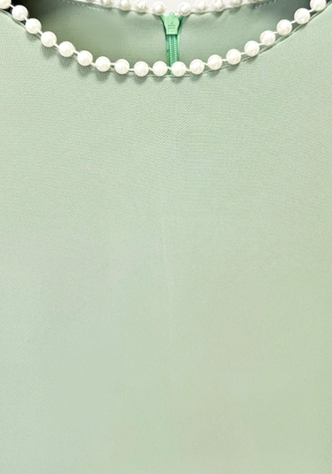 Long Sleeve Pearl Embellished Maxi Dress Green