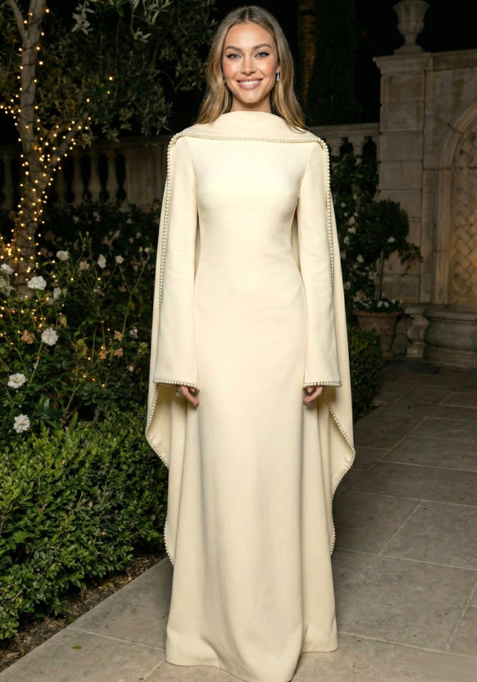 Long Sleeve Pearl Embellished Maxi Dress Yellow