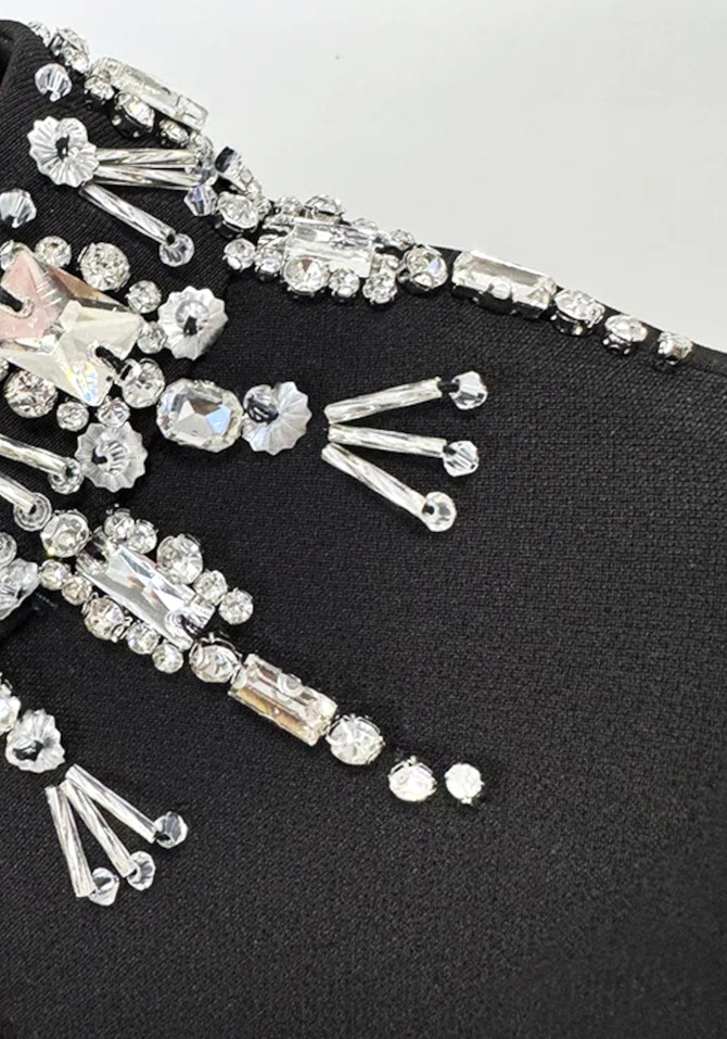 Crystal Short Sleeve Maxi Dress Black