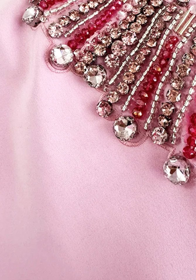 Crystal Collar A Line Maxi Dress Pink