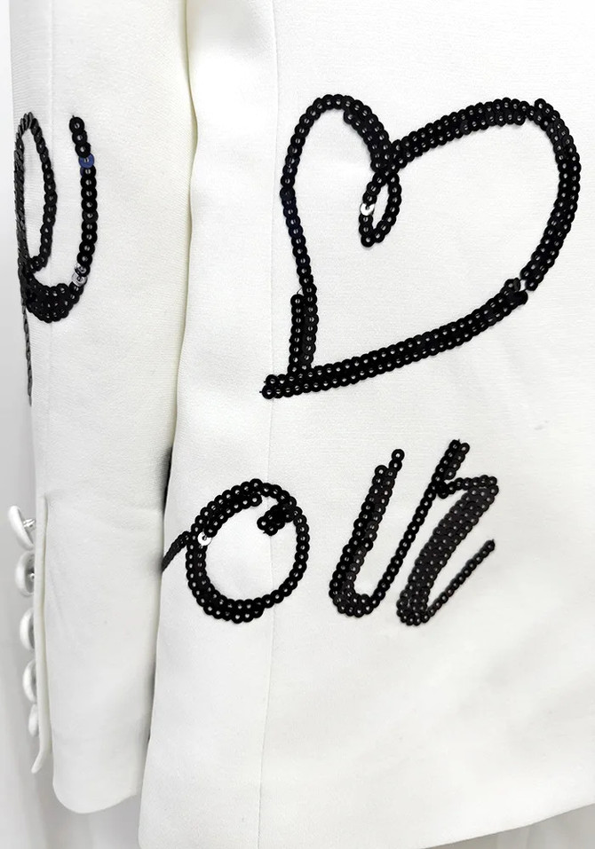 Sequined Suit White Black
