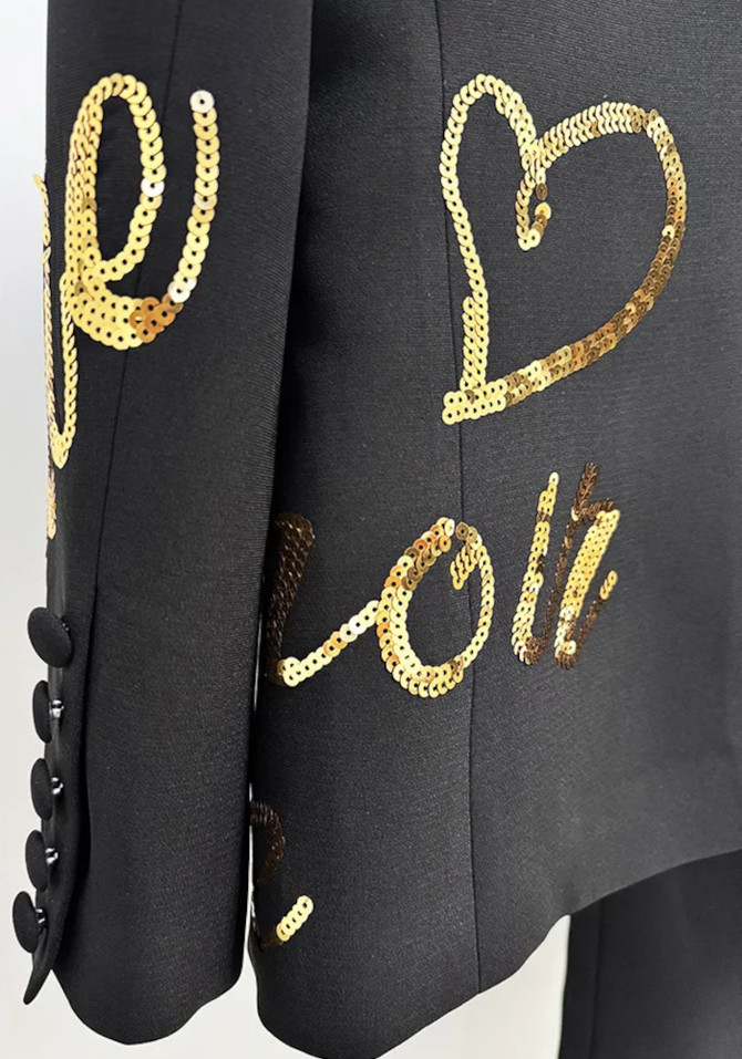Sequined Suit Black Gold