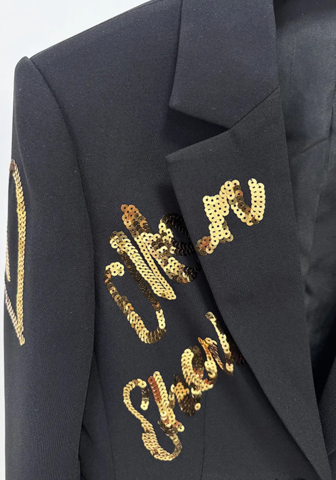 Sequined Suit Black Gold