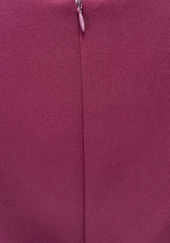 Long Sleeve Crystal Pearl Maxi Dress Burgundy