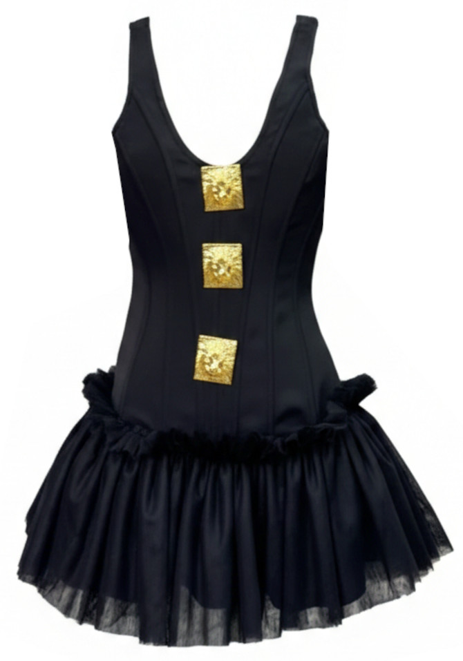 Mesh A Line Dress Black