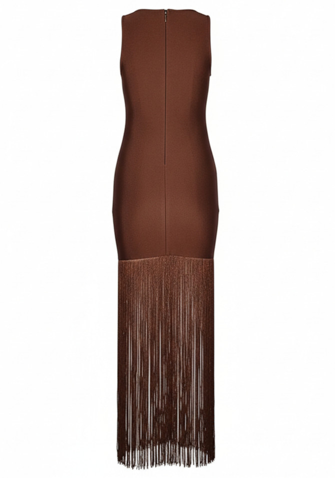 Tassel Detail Maxi Dress Brown
