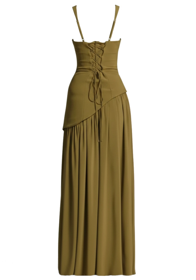 Corset A Line Maxi Dress Green