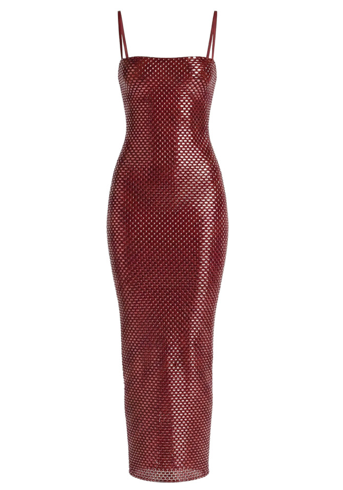 Embellished Maxi Dress Burgundy