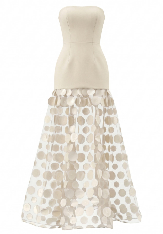 Strapless A Line Maxi Dress Ivory