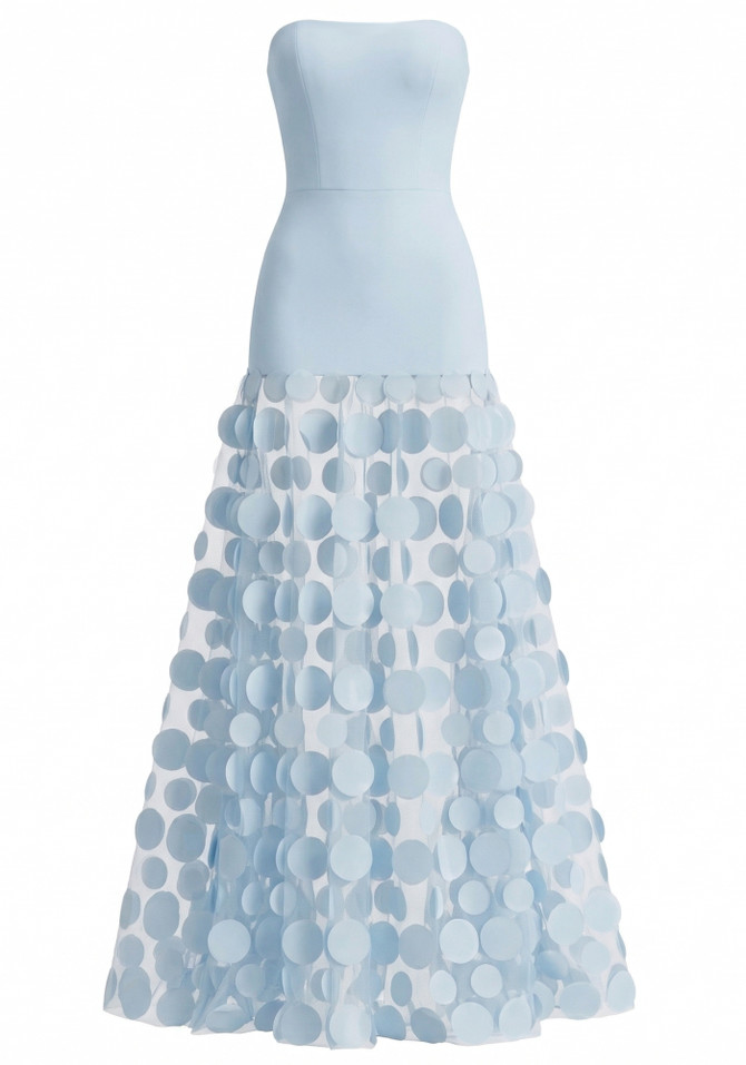 Strapless A Line Maxi Dress Light Blue