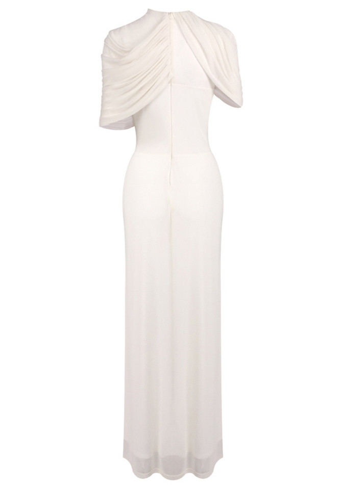 Draped Design Maxi Dress White