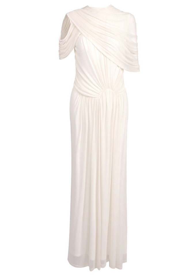 Draped Design Maxi Dress White