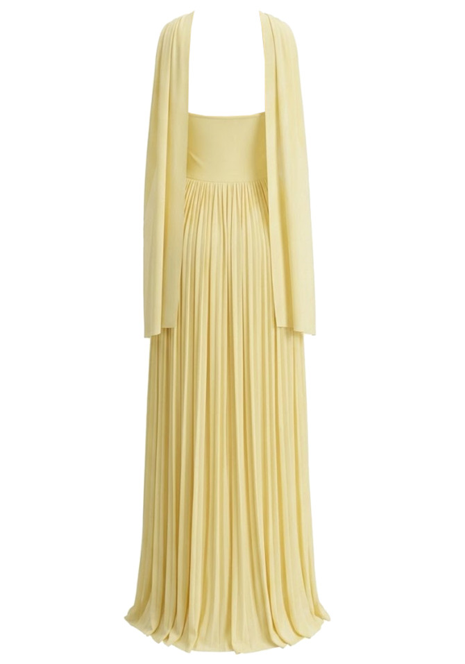 Strapless Scarf A Line Maxi Dress Yellow