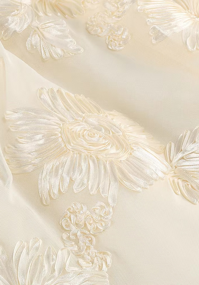Halter Floral Ruffle Midi Dress Ivory