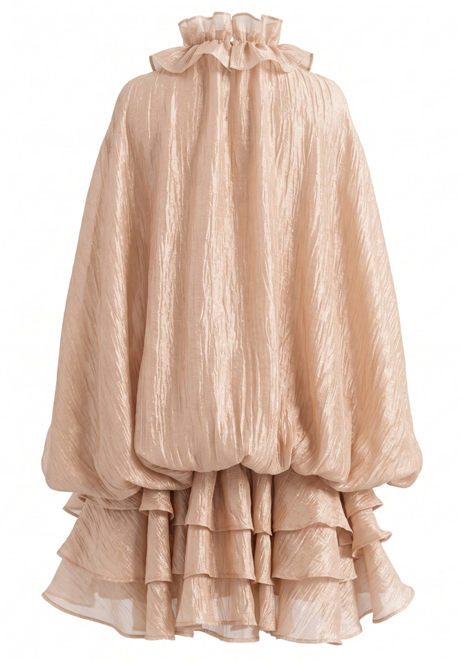 Floral Ruffle Dress Light Brown