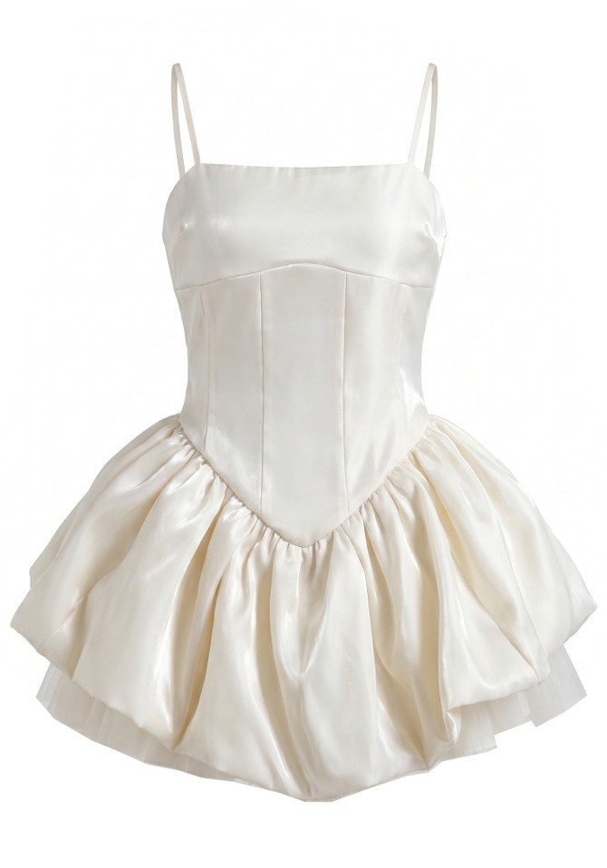 Bubble Mesh Dress Ivory